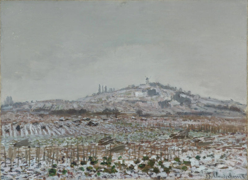 Winorośle pod śniegiem, młyn Orgemont W254 - Claude Monet