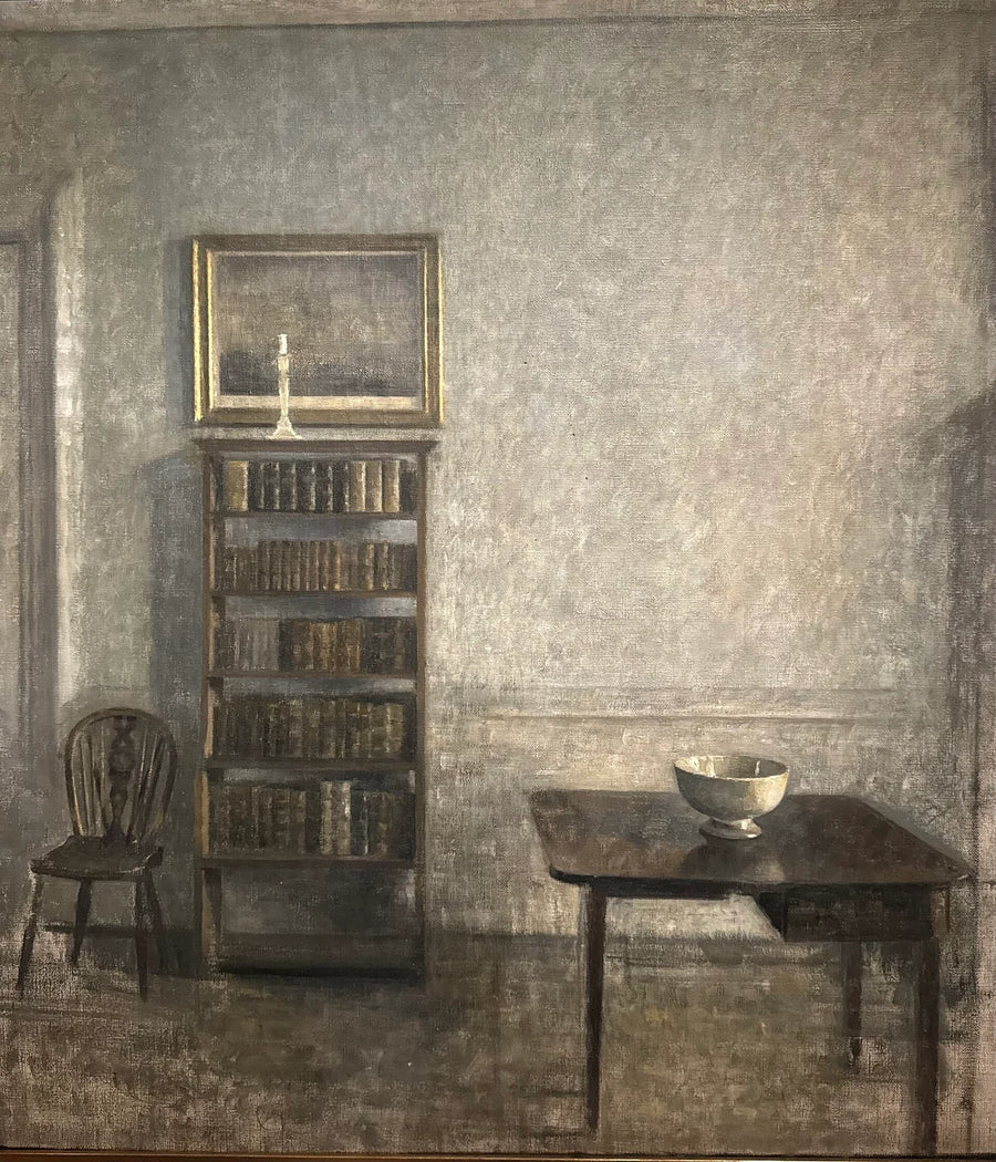 Wnętrze ze stołem, biblioteczką i krzesłem Windsor, Strandgade 25 - Vilhelm Hammershøi