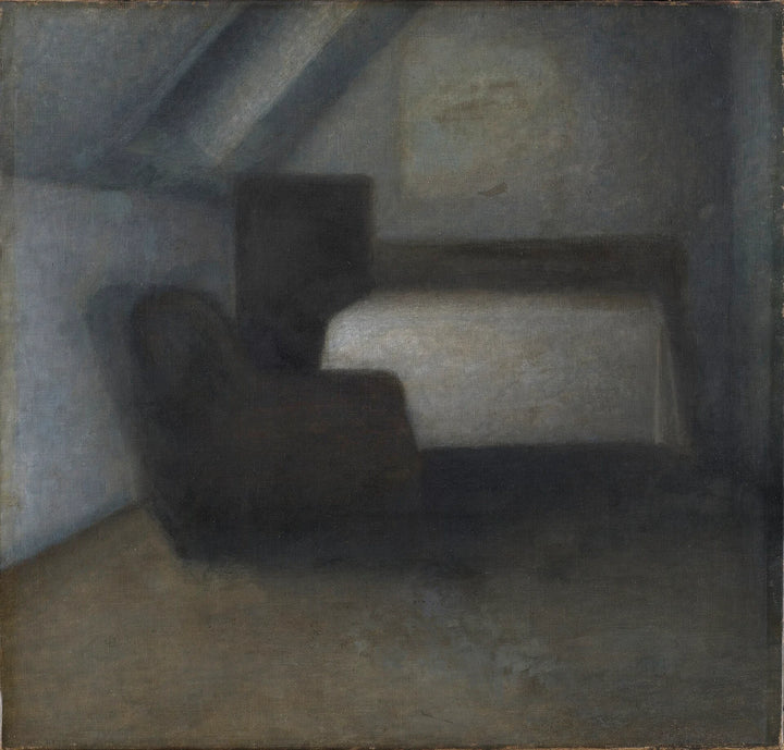 Poddasze ze stołem i krzesłem - Vilhelm Hammershøi