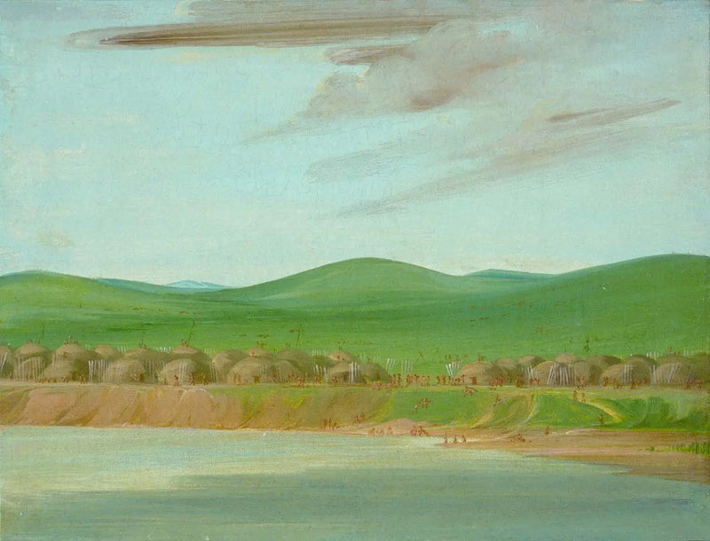 Wioska Arikara z domami z ziemi, 2600 km nad Saint-Louis - George Catlin
