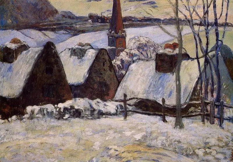 Bretońska wioska pod śniegiem - Paul Gauguin