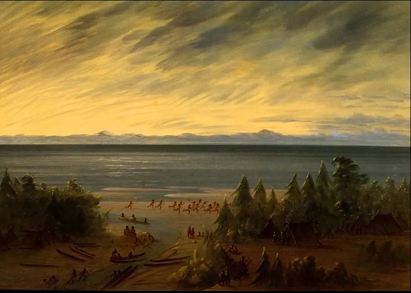Wioska Nayas o zachodzie słońca - George Catlin