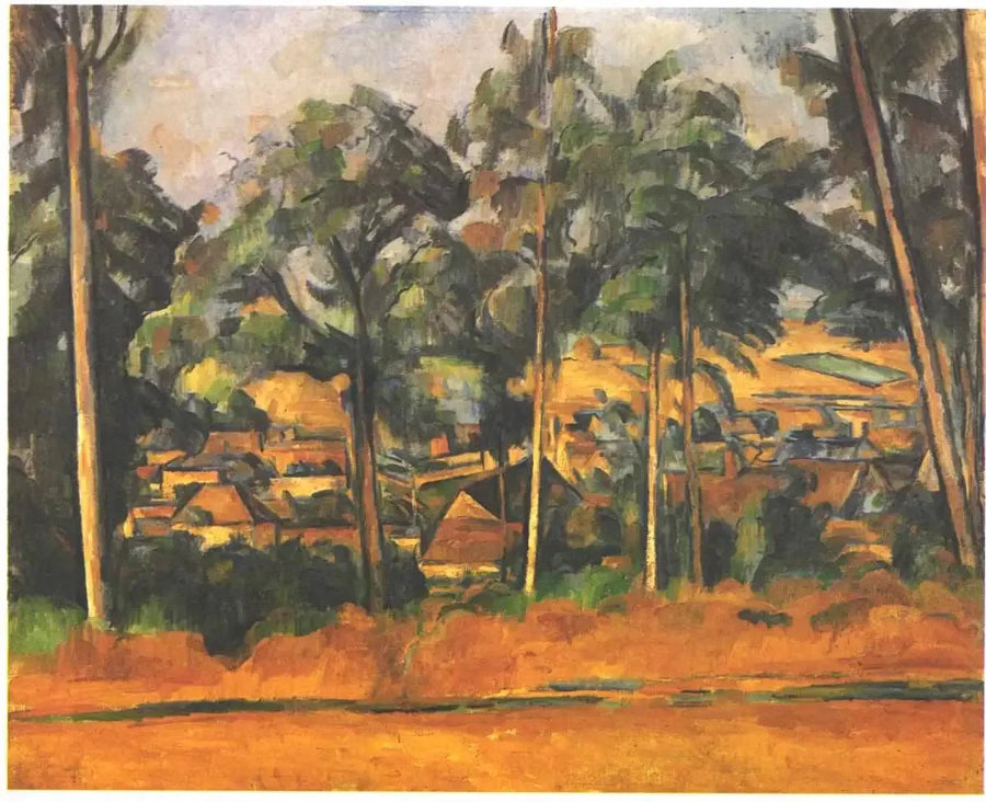 Wieś za drzewami - Paul Cézanne