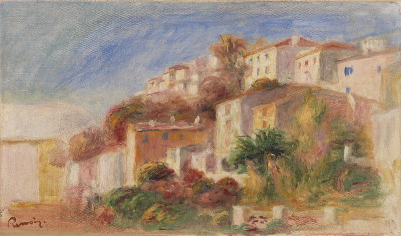 Widok z ogrodu poczty, Cagnes (Wioska widziana z ogrodu poczty, Cagnes) - Pierre-Auguste Renoir