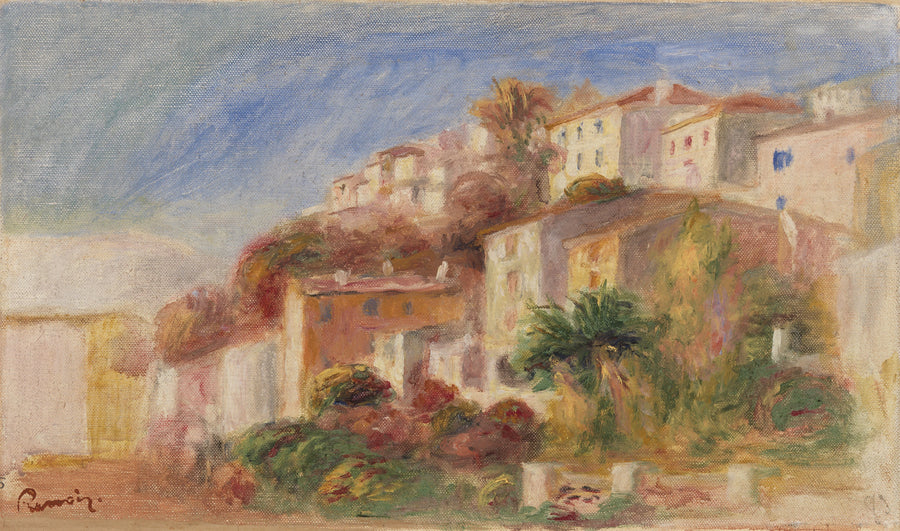 Widok z ogrodu poczty, Cagnes (Wioska widziana z ogrodu poczty, Cagnes) - Pierre-Auguste Renoir