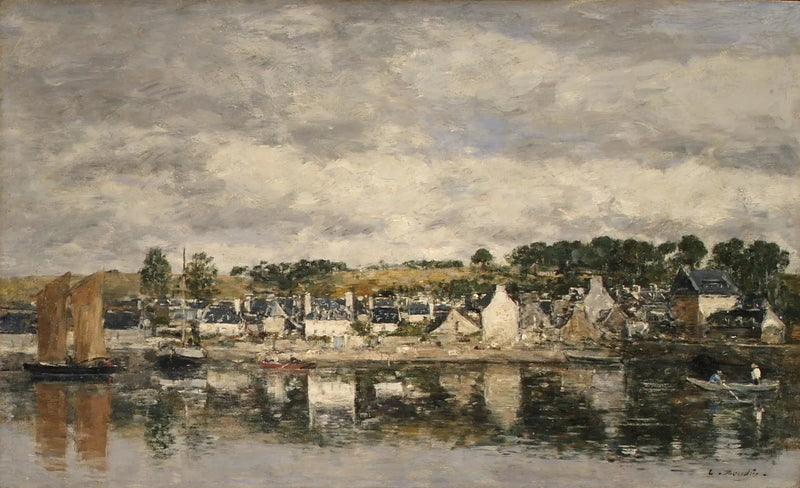 Wioska nad rzeką - Eugène Boudin