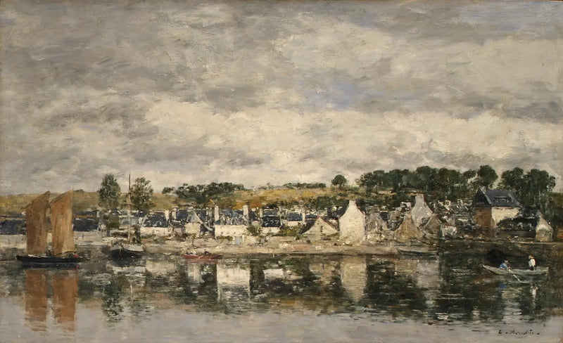 Wioska nad rzeką - Eugène Boudin