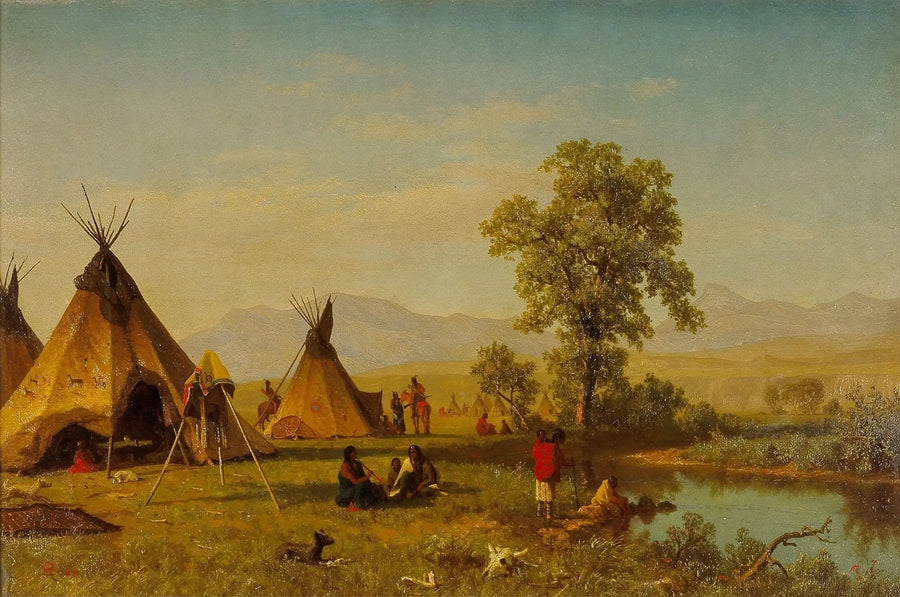 Wioska Sziouxów w pobliżu Fort Laramie - Albert Bierstadt