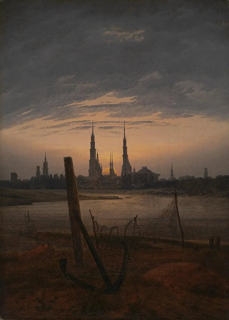 Miasto przy wschodzie Księżyca - Caspar David Friedrich