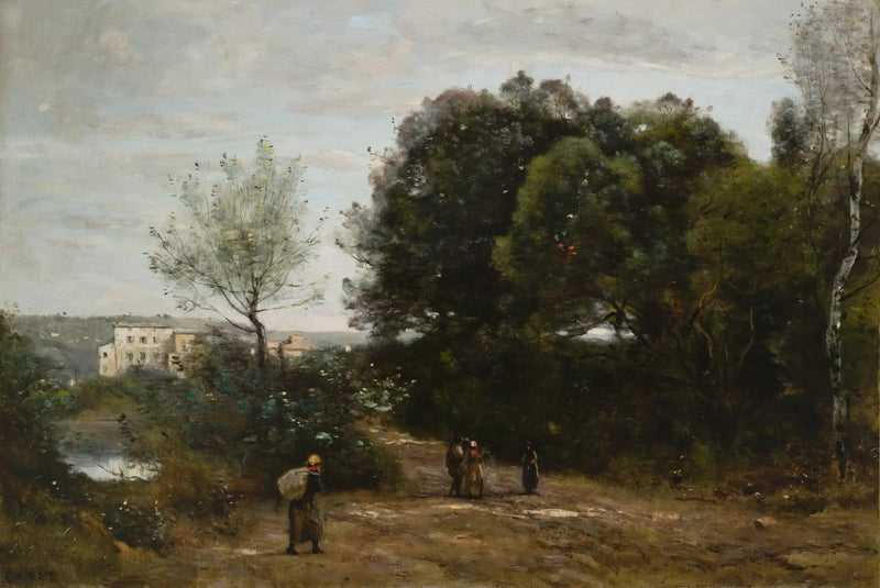 Ville-d'Avray: Ścieżka nad brzegiem stawu - Jean-Baptiste Camille Corot