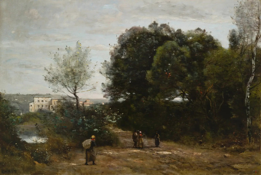 Ville-d'Avray: Ścieżka nad brzegiem stawu - Jean-Baptiste Camille Corot