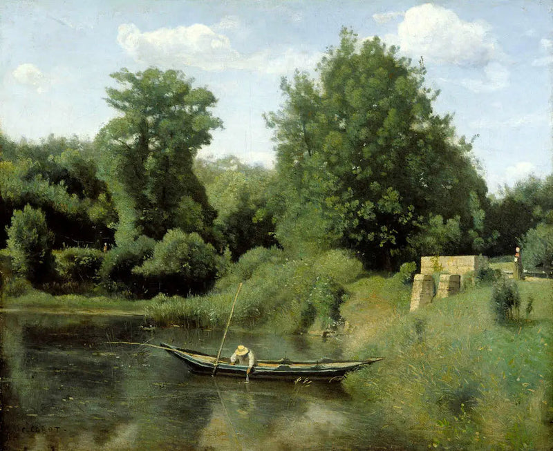 Ville-d'Avray. Rybak przy śluzie - Jean-Baptiste Camille Corot