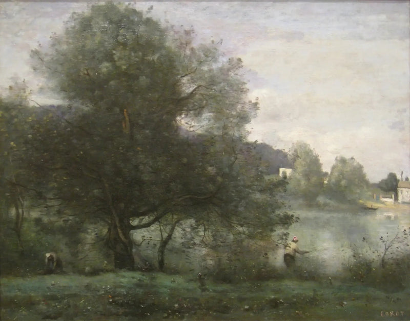 Ville-d'Avray. Rybak nad brzegiem stawu - Jean-Baptiste Camille Corot