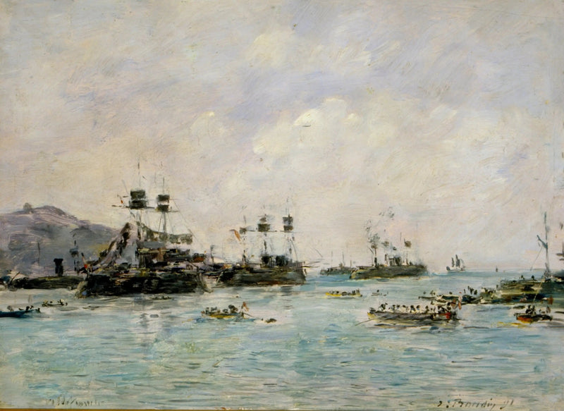 Villefranche - okręty wojenne - Eugène Boudin