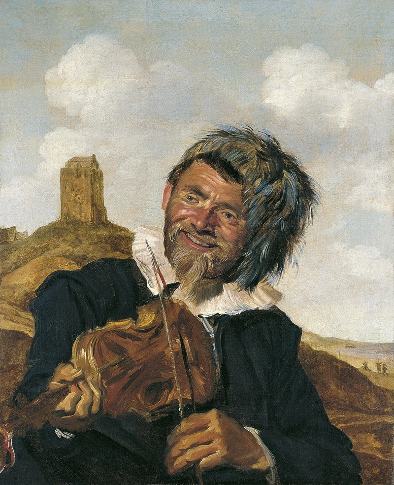 Leworęczny skrzypek na pejzażu wydm - Frans Hals