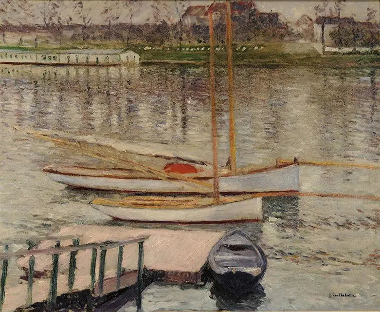Żaglówki na kotwicy na Sekwanie, w Argenteuil - Gustave Caillebotte