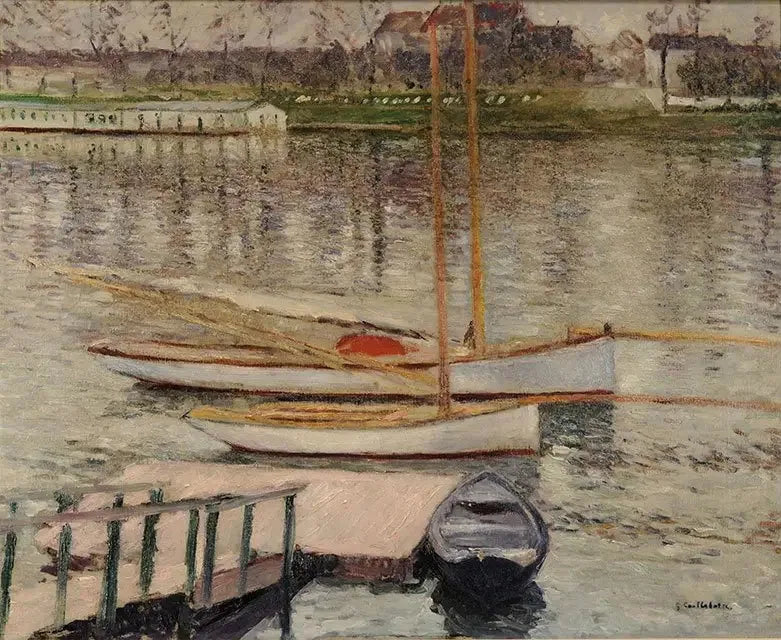 Żaglówki na kotwicy na Sekwanie, w Argenteuil - Gustave Caillebotte