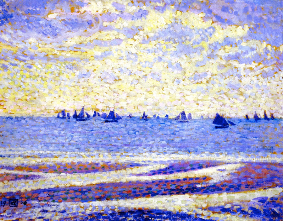Żaglowce na morzu - Théodore van Rysselberghe