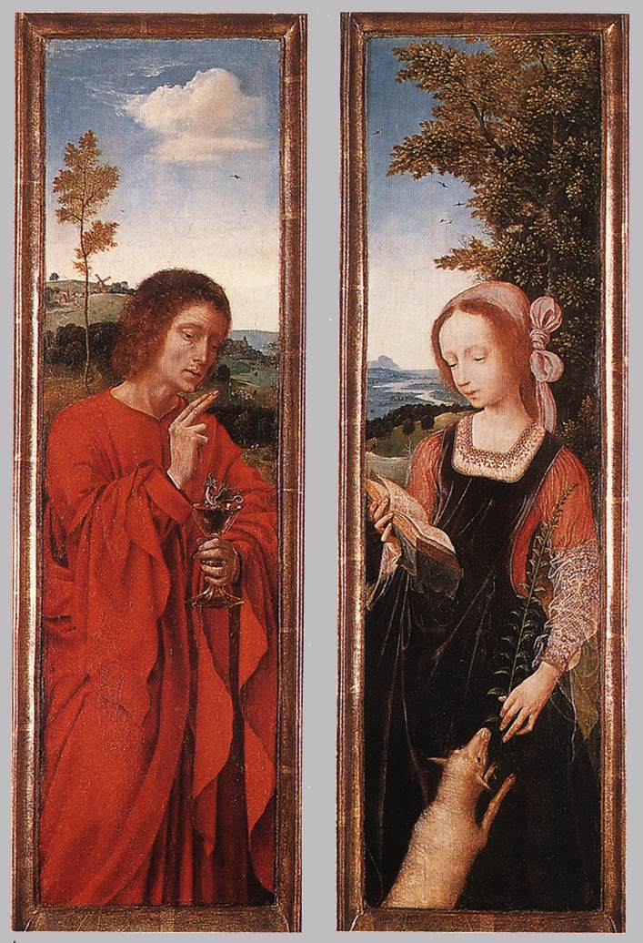 Zasłona tryptyku. Święty Jan Ewangelista i Święta - Quentin Metsys