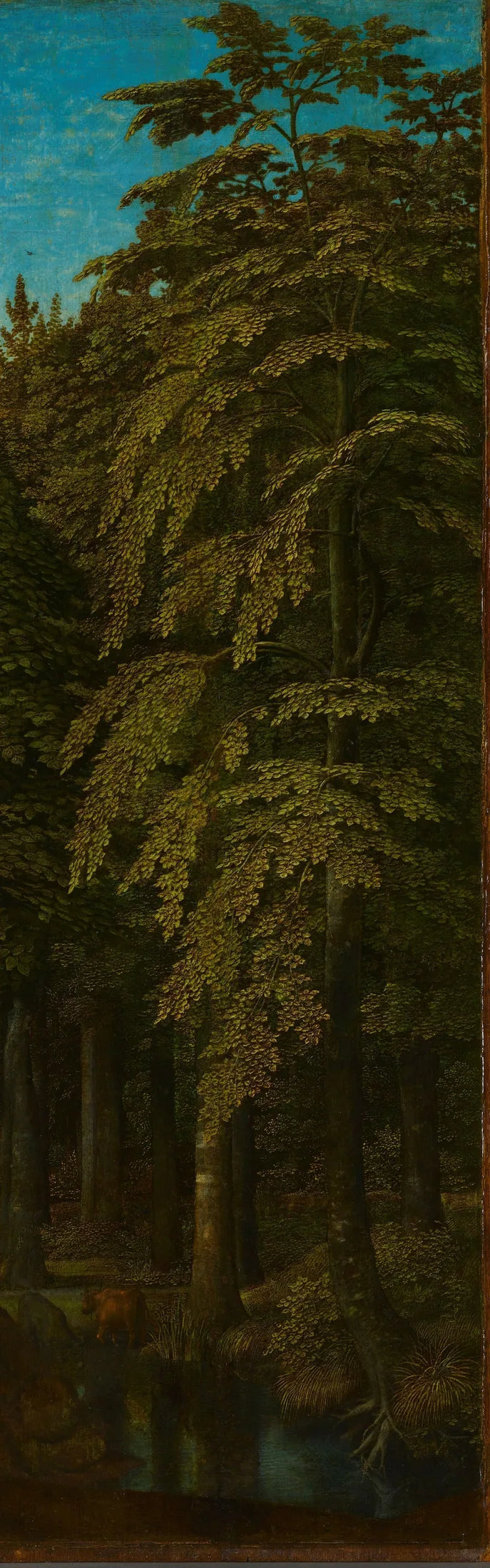 Volet extérieur droit d'un triptyque représentant une vue en forêt - Gérard David image 1 tableau peint à l’huile sur toile