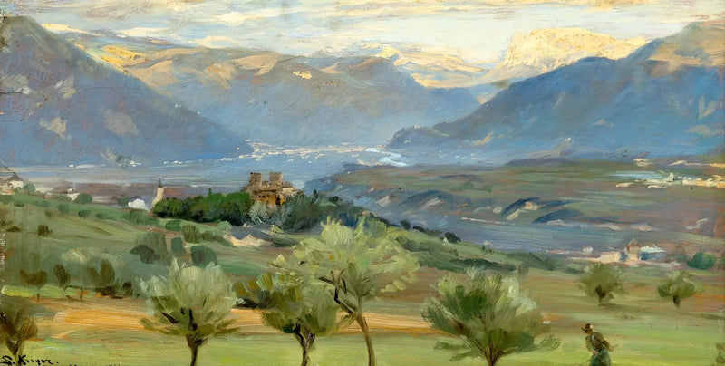 Widok na Bolzano z zamku Świętego Walentego w Tyrolu. - Peder Severin Krøyer