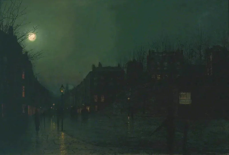 Widok na ulicę Heath nocą - John Atkinson Grimshaw
