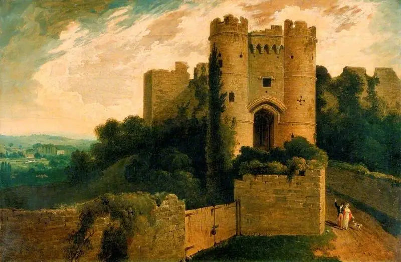 Widok na wejście do zamku Carisbrooke, wyspa Wight - John Martin