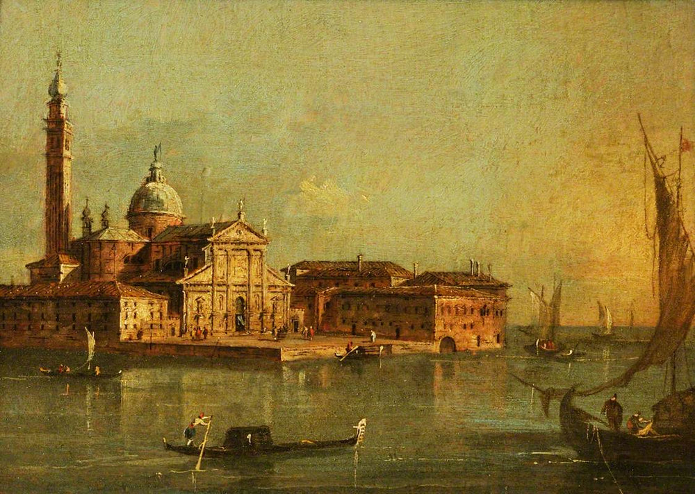 Vue de l'île de San Giorgio Maggiore, Venise - Francesco Guardi image 1 copie de tableau peinte à la main