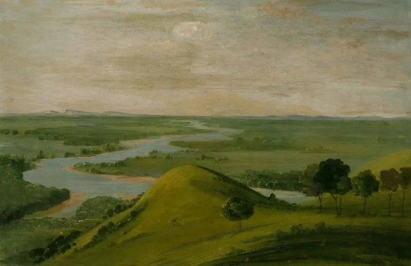 Widok na ujście rzeki Red i False Washita w Teksasie - George Catlin
