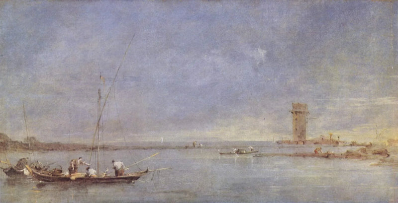 Widok na lagunę Wenecji z wieżą Malghera - Francesco Guardi