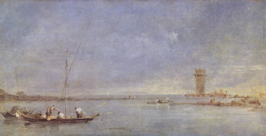 Widok na lagunę Wenecji z wieżą Malghera - Francesco Guardi