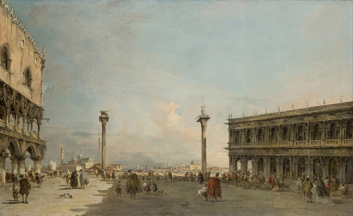 Vue de la Piazzetta en direction de San Giorgio Maggiore, Venise - Francesco Guardi image 1 copie de tableau peinte à la main