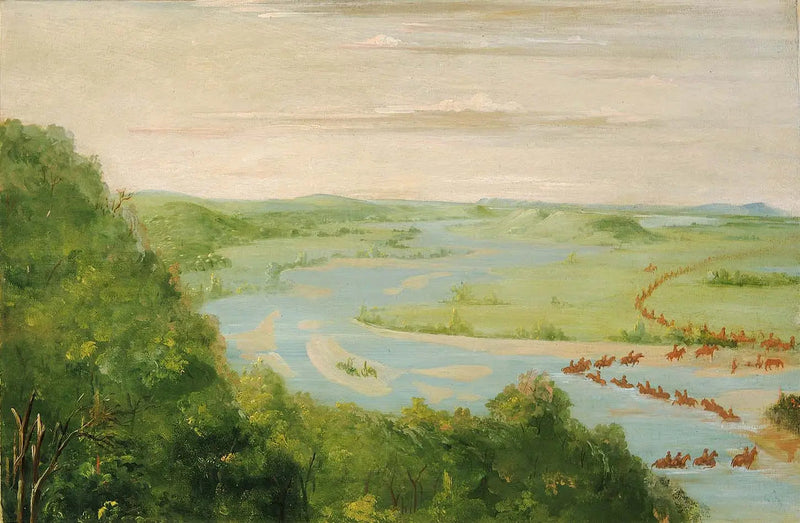 Widok na kanadyjską rzekę, Dragoons Crossing - George Catlin