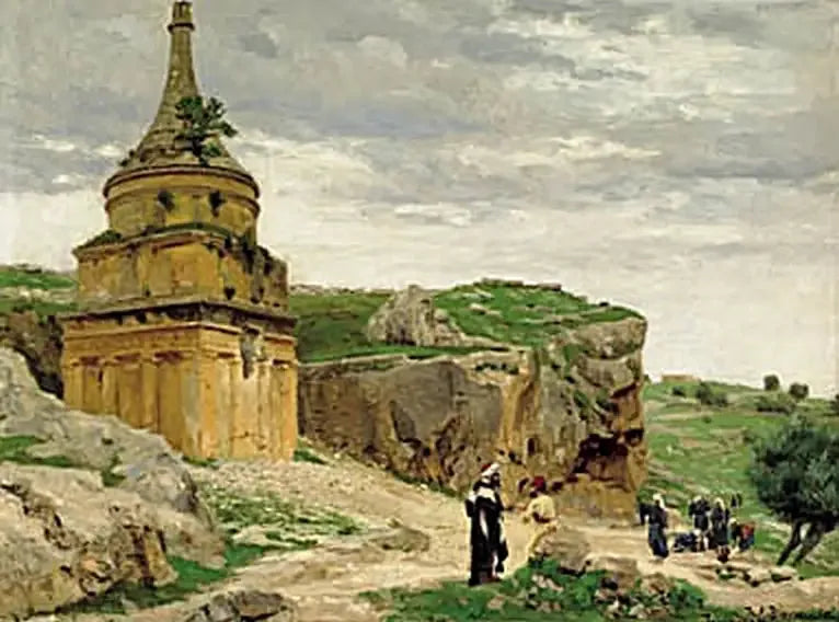 Widok na dolinę Cedron z grobem Absaloma, w pobliżu Jerozolimy. - H. A. Brendekilde