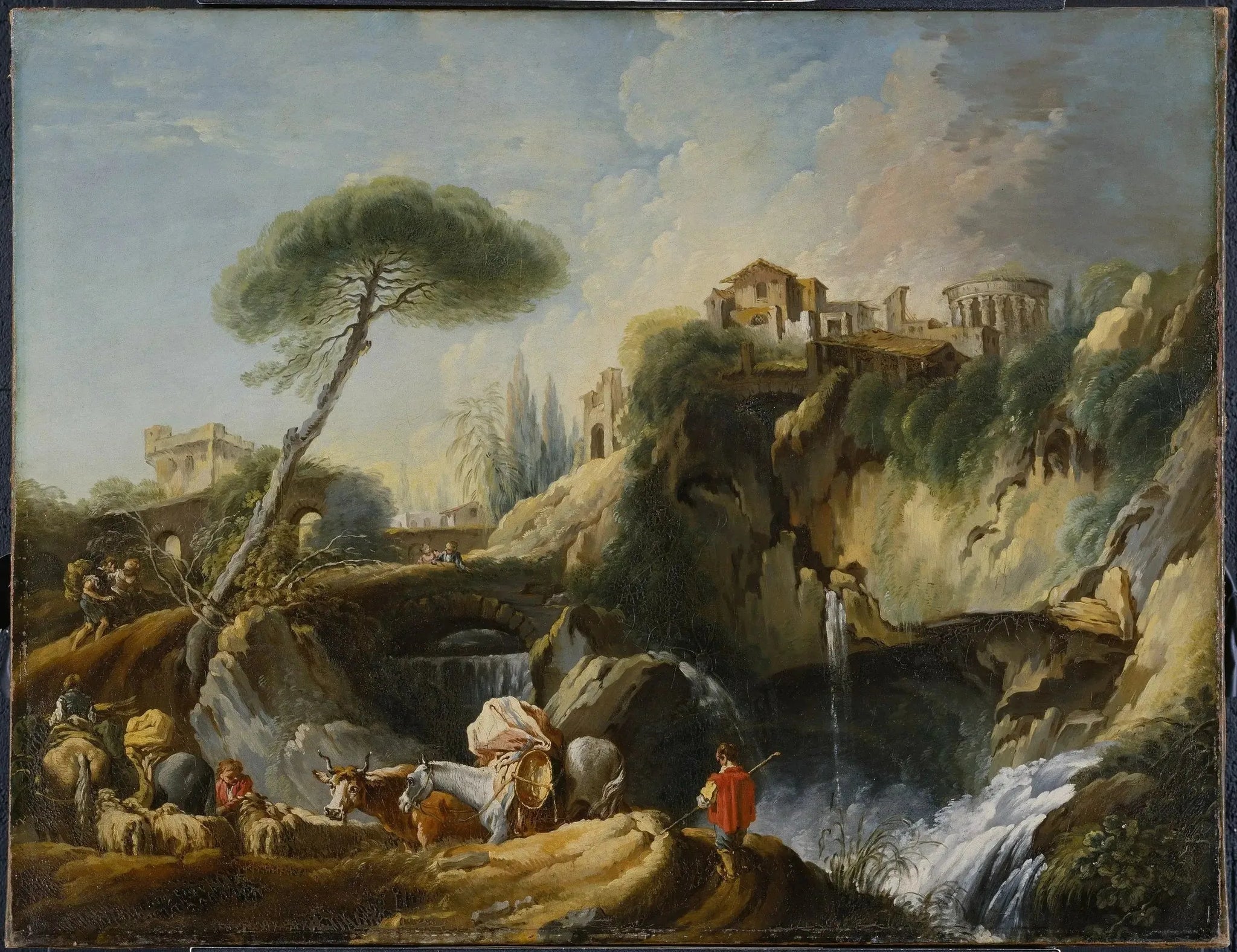 Vue de Tivoli avec le temple de Vesta - François Boucher image 1 copie peinte à la main à l’huile