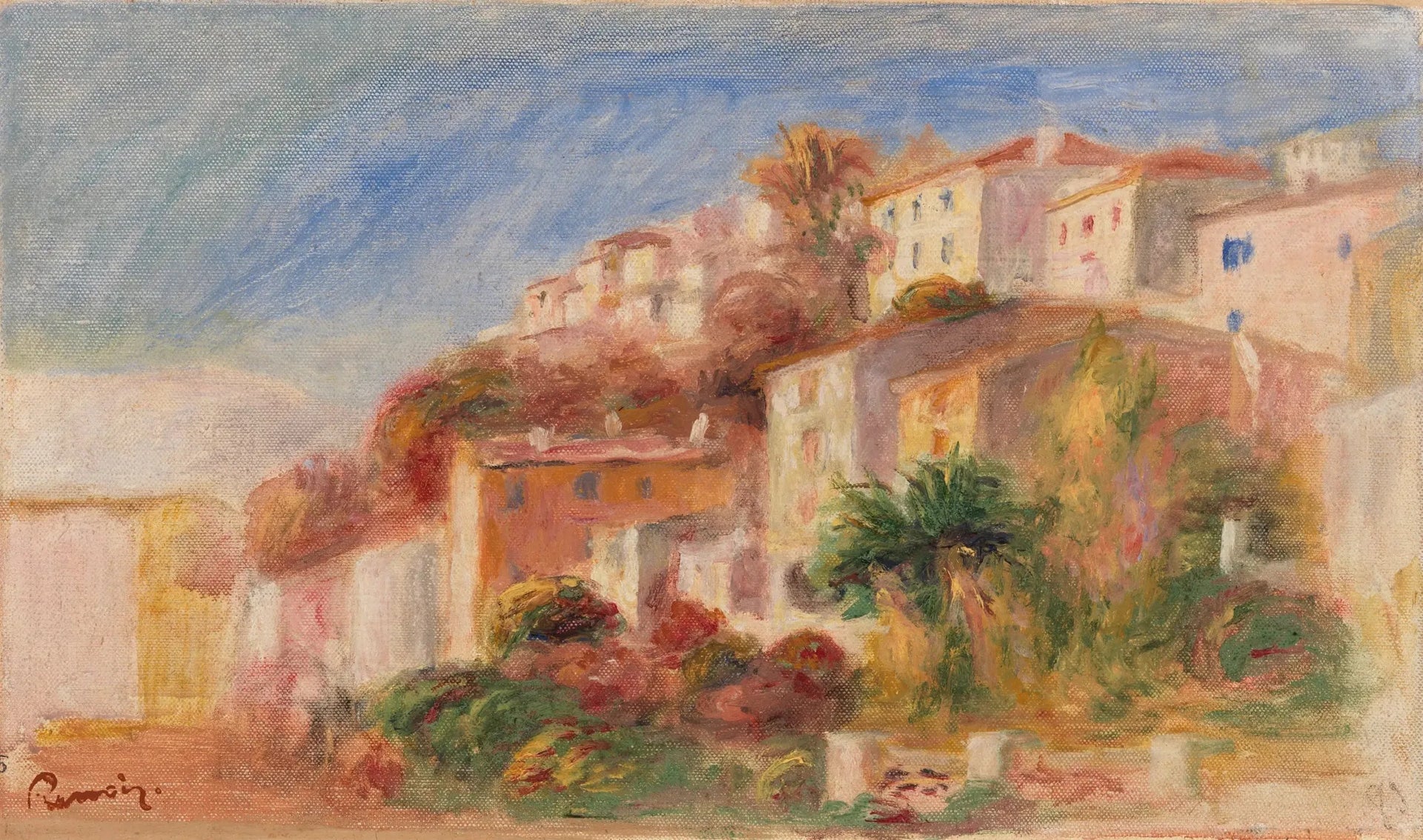Vue depuis le jardin de la Poste, Cagnes (Village vu du jardin de la poste, Cagnes) - Pierre-Auguste Renoir image 1 reproduction réalisée par Alpha Reproduction