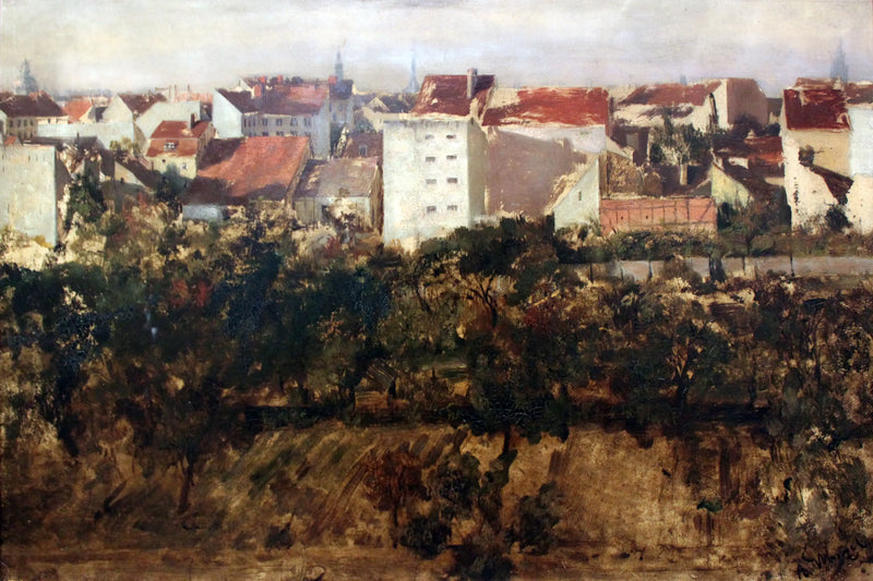 Widok na budynki z tyłu - Adolph von Menzel