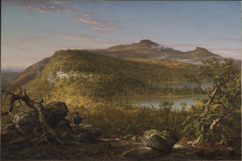 Widok na dwa jeziora i Mountain House, góry Catskill, poranek - Thomas Cole