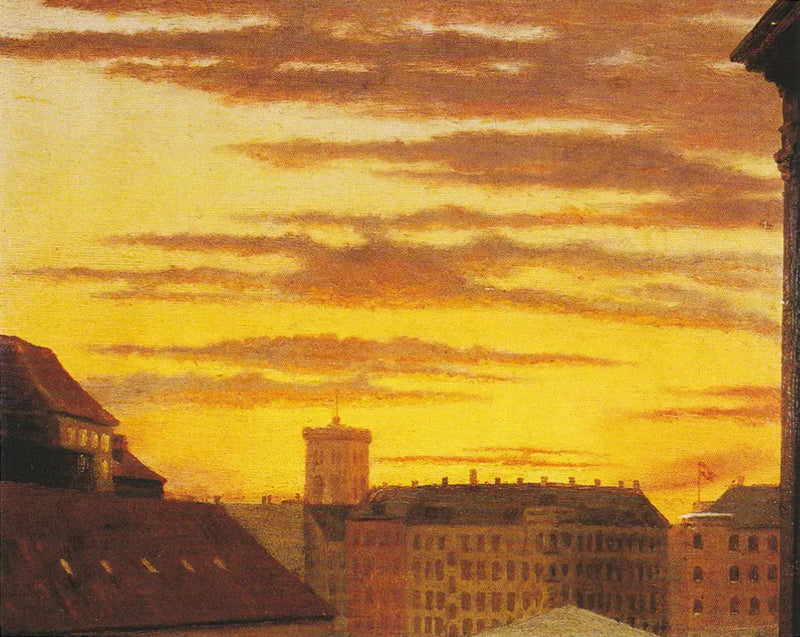 Widok na dachy Havnegade i wieżę Nikolai. - Peder Severin Krøyer