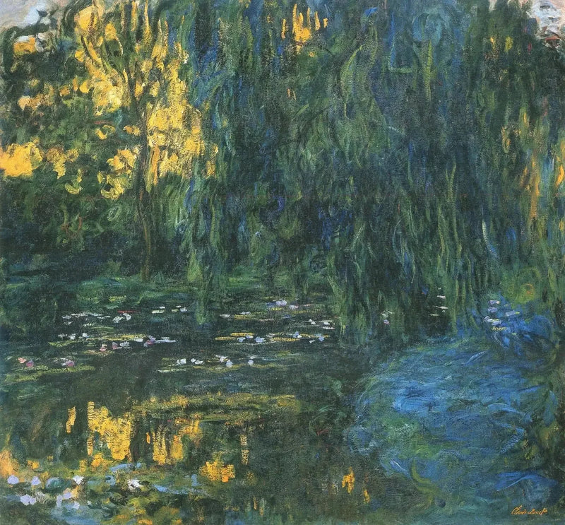 Widok na staw z nenufarami i wierzbą - Claude Monet