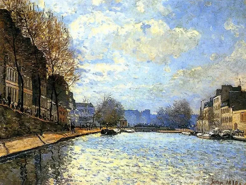 Widok kanału Saint-Martin - Alfred Sisley
