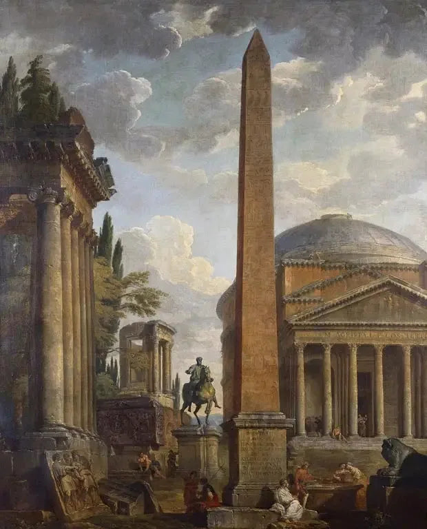 Widok Caprice z Panteonem i ruinami rzymskimi - Giovanni Paolo Panini