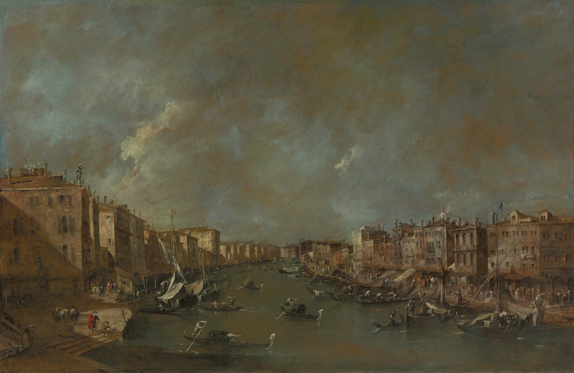 Vue du Grand Canal depuis le Pont du Rialto - Francesco Guardi image 1 copie de tableau peinte à la main