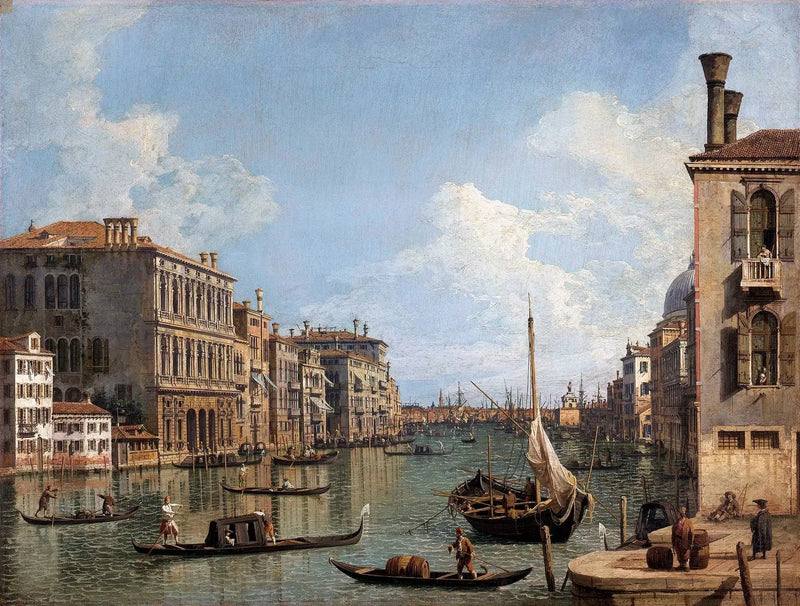Widok na Wielki Kanał w kierunku czubka Dworca Celnego - Canaletto