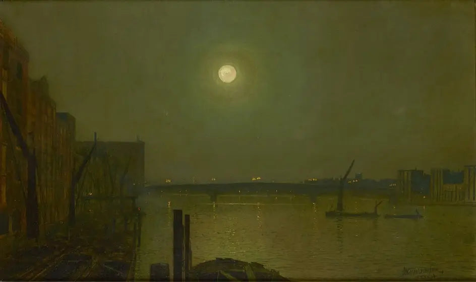 Vue du pont de Southwark la nuit - John Atkinson Grimshaw image 1 reproduction d’œuvre d’art à l’huile