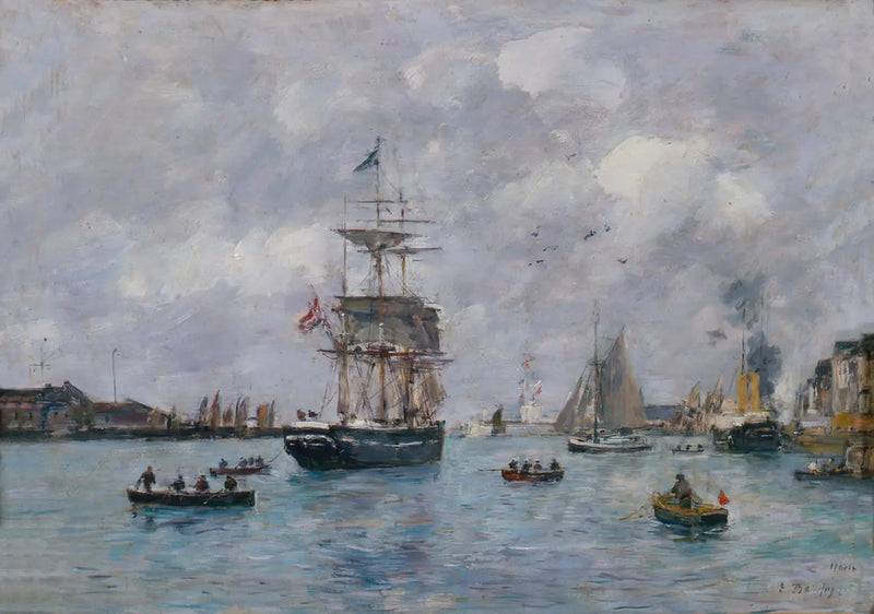 Widok portu w Hawrze - Eugène Boudin