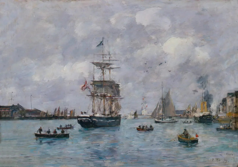 Widok portu w Hawrze - Eugène Boudin