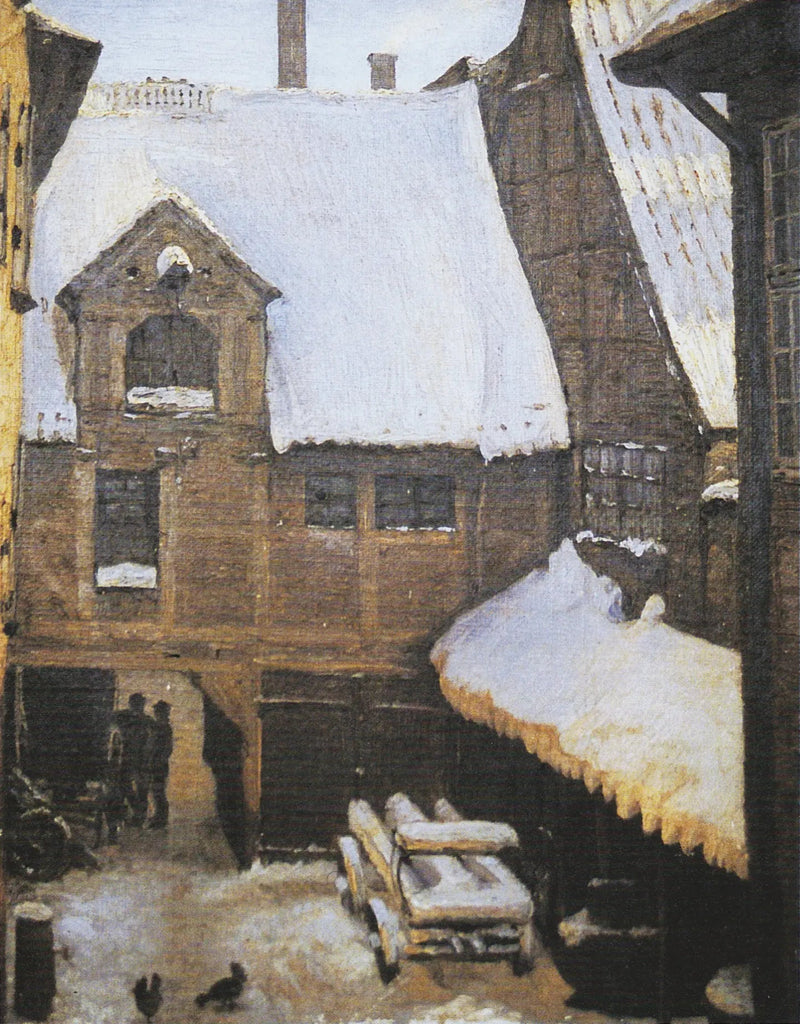 Zimowy widok w domu Mikkela Vibe (znanym również jako dom Sigvert Grubbe) na Strandgade w Christianshavn, Kopenhaga. - Peder Severin Krøyer