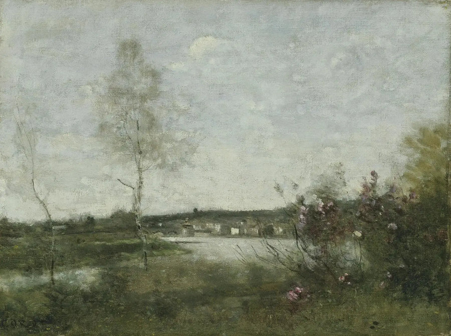 Widok z daleka na Corbeil, poranek - Jean-Baptiste Camille Corot