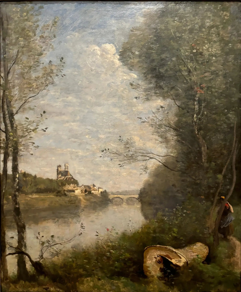 Widok z daleka na katedrę w Mantes - Jean-Baptiste Camille Corot